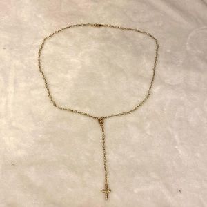 Rosary lariat necklace cross with beads